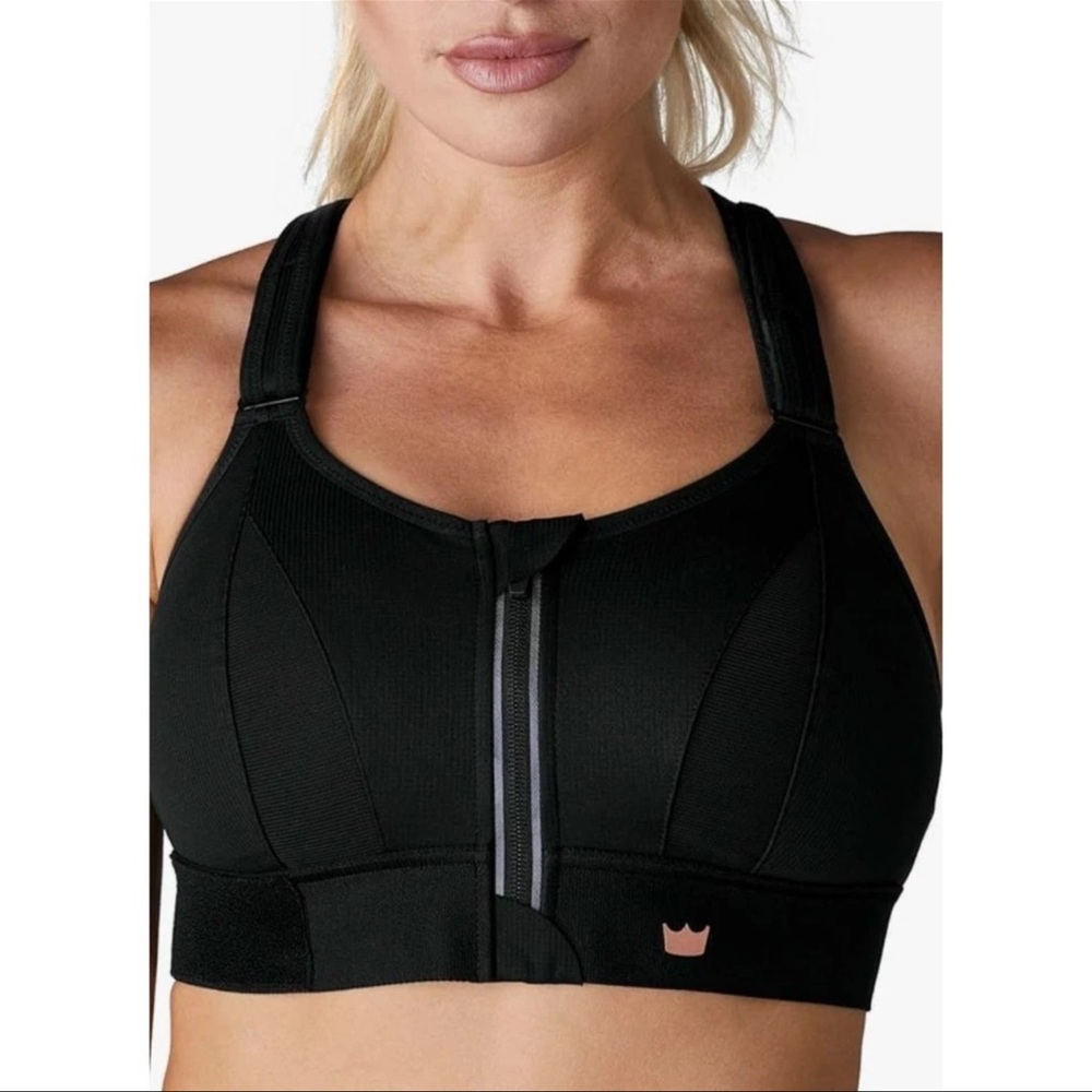 SHEFIT Flex Sports Bra Womens 3Luxe Black Stretch Front Zip
